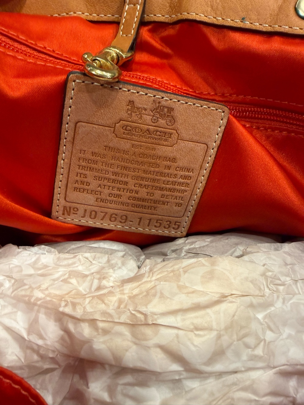 Coach Canvas Tote in Cream with Red Center Stripe - Picture 3 of 4